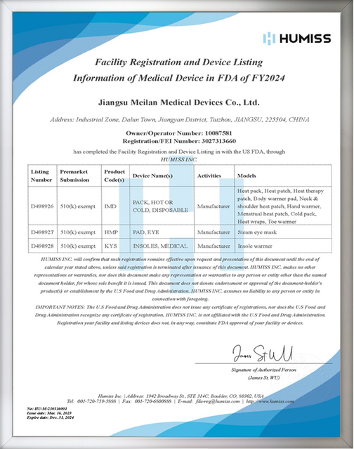 foot warmer certificate